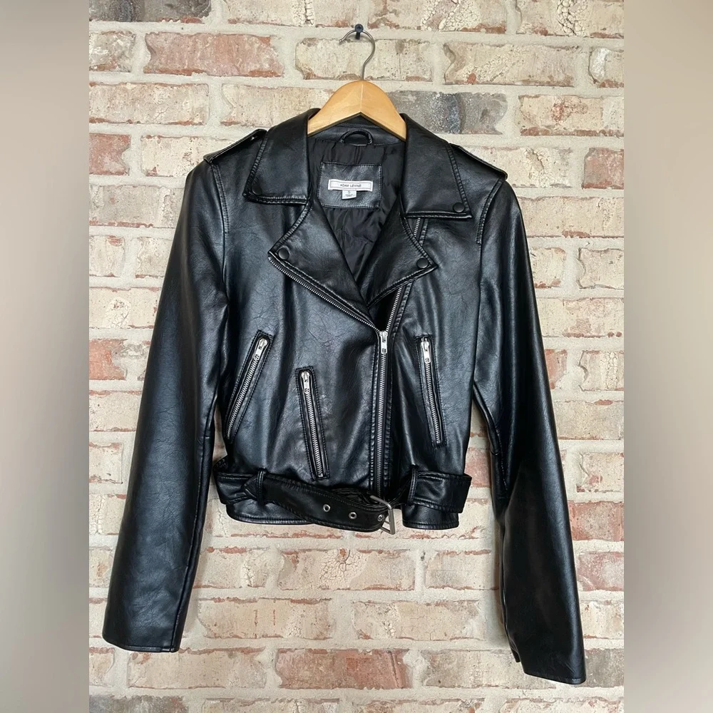 Sugar Skull Upcycled Black Faux Leather Motorcycle Jacket Women’s Size S - Picture 2 of 9